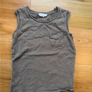 Kids Sleeveless Pocket Tank Top - olive